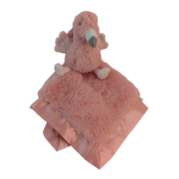Cloud Island Pink Flamingo Lovey 14" Baby Security Blanket Bird Satin Trim - Picture 1 of 6